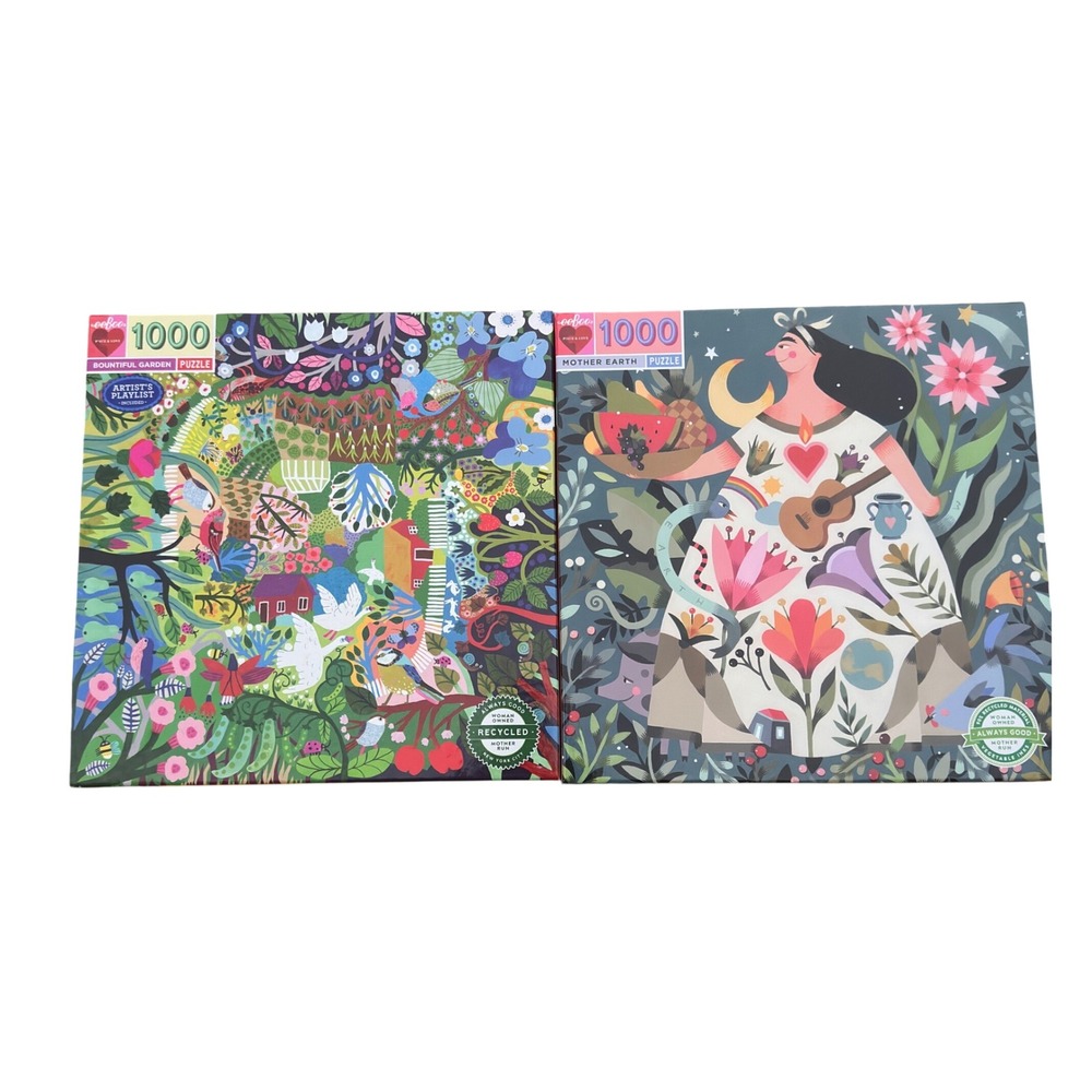 eeBoo Jigsaw Puzzle Lot 1000 Piece Bountiful Garden Mother Earth Floral Square
